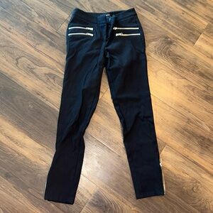 Trouve black skinny moto zipper pants